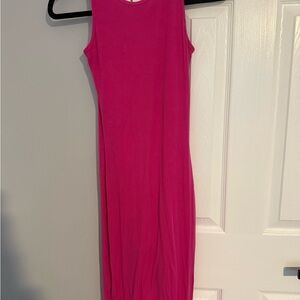 Popilush midi dress w shapewear Sleeveless Pink Dress